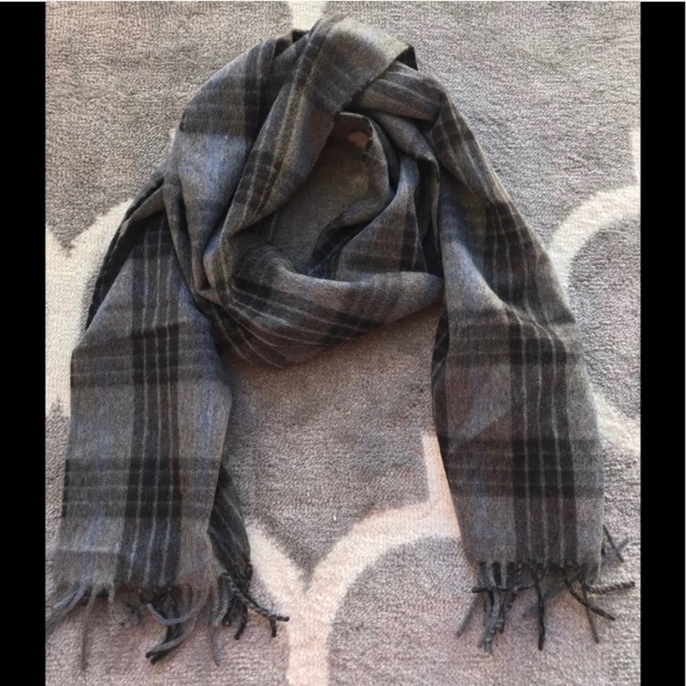 Black Brown cashmere gray scarf NWT